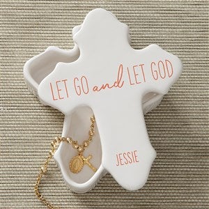 Let Go Spiritual Quote Personalized Cross Box - 35914-L