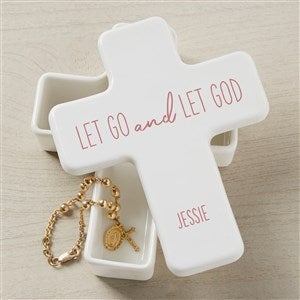 Let Go Spiritual Quote Personalized Cross Box - 35914-L