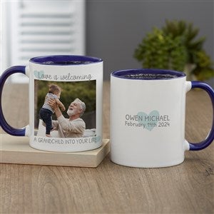 Love Is Welcoming A Grandchild Personalized Coffee Mug 11 oz.- Blue - 35921-BL