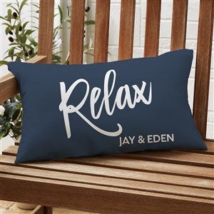 Bold Family Name Personalized Lumbar Outdoor Throw Pillow -12"x 22" - 35928-LB