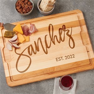 Bold Family Name Personalized Oversized Hardwood Cutting Board- 18x24 - 35935-XXL