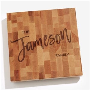Bold Family Name Personalized 12x12 Butcher Block Cutting Board - 35937-12