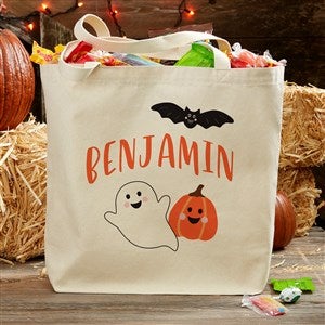 Halloween Print Personalized Halloween Canvas Tote Bag- 20 x 15 - 35982-L
