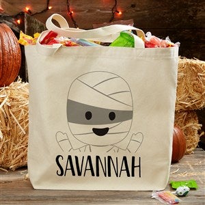 Trick Or Treat Mummy Personalized Halloween Canvas Tote Bag- 20 x 15 - 35984-L