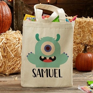 Trick Or Treat  Monster Personalized Halloween Canvas Tote Bag- 14 x 10 - 35986-S