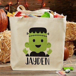 Trick Or Treat Frankie Personalized Halloween Canvas Tote Bag- 20 x 15 - 35988-L