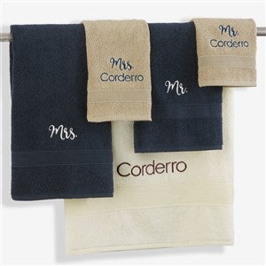 Mr.  Mrs. Embroidered Luxury Cotton Bath Towel - 35991-BT