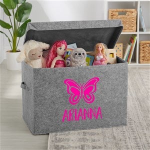 Watercolor Brights Butterfly Personalized Felt Toy Box - 36030-B