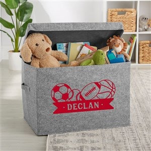 Sports Balls Personalized Felt Toy Storage Box - 36040