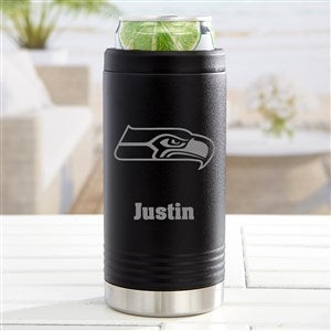 NFL Seattle Seahawks Personalized Insulated Skinny Can Holder- Black - 36049