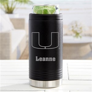 NCAA Miami Hurricanes Personalized Insulated Skinny Can Holder- Black - 36057