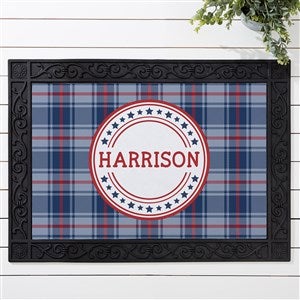 Patriotic Plaid Personalized Doormat- 18x27 - 36094-S