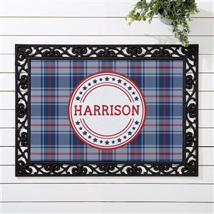 Patriotic Plaid Personalized Doormat- 18x27 - 36094-S