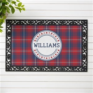 Patriotic Plaid Personalized Doormat- 20x35 - 36094-M