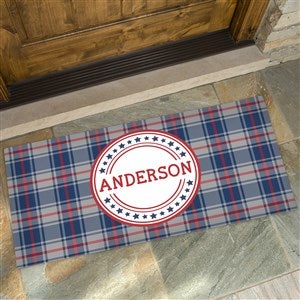 Patriotic Plaid Oversized Personalized Doormat - 24x48 - 36094-O