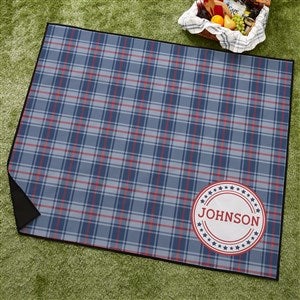 Patriotic Plaid Personalized Picnic Blanket - 36095