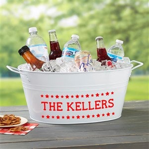 Patriotic Plaid Personalized Party Tub-White - 36096