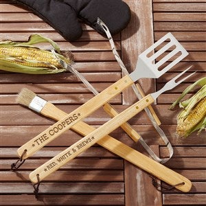 Patriotic Grilling Personalized 4-Piece BBQ Utensil Set - 36099