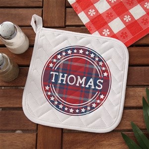 Patriotic Plaid Personalized Potholder - 36100-P