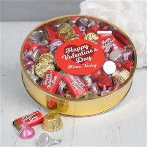 Happy Valentines Day Personalized Large Tin with Hersheys  Reeses Mix - 36174D-L
