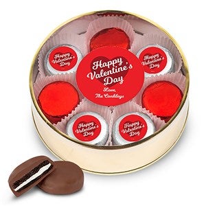 Happy Valentines Day X-Large Tin with 16 Chocolate Covered Oreo Cookies - 36176D-XLG