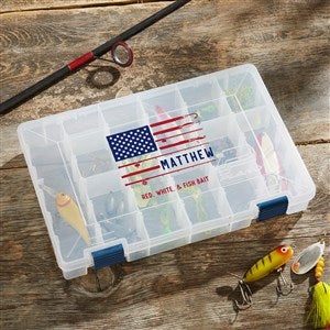 Patriotic Fishing Personalized Tackle Fishing Box - 36180