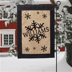 Stamped Snowflake Personalized Burlap Garden Flag - 36232