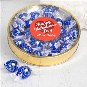 Happy Valentines Day Personalized Large Lindor Gift Tin- Dark Chocolate - 36261D-LD