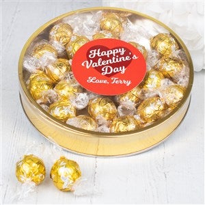 Happy Valentines Day Personalized Large Lindor Gift Tin-White Chocolate - 36261D-LW