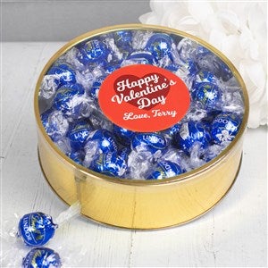 Happy Valentines Day Personalized XLarge Lindor Gift Tin-Dark Chocolate - 36261D-XLD