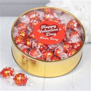 Happy Valentines Day Personalized XLarge Lindor Gift Tin-Milk Chocolate - 36261D-XLM