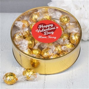 Happy Valentines Day Personalized XLarge Lindor Gift Tin-White Chocolate - 36261D-XLW