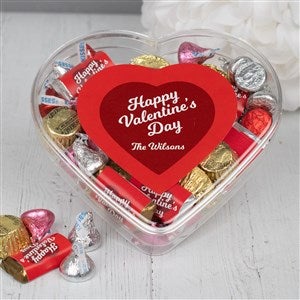 Happy Valentines Day Personalized Heart with Hersheys & Reeses Mix - 36287D
