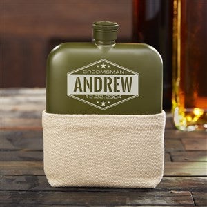 Five-Star Groomsmen Foster & Rye ® Personalized Matte Army Green Flask - 36293