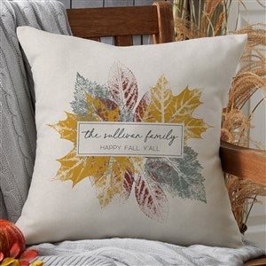Stamped Leaves Personalized Outdoor Throw Pillow - 20”x20” - 36360-L