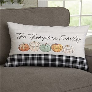 Fall Family Pumpkins Personalized Lumbar Velvet Throw Pillow - 36371-LBV
