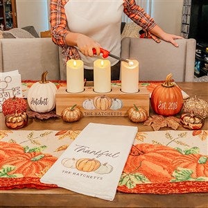 Plaid Pumpkin Personalized Flour Sack Towel