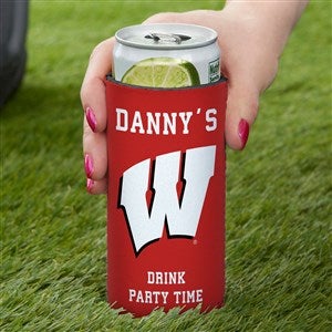NCAA Wisconsin Badgers Personalized Slim Can Cooler - 36414