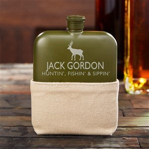 Hunting Personalized Foster & Rye® Matte Army Green Flask - 36462