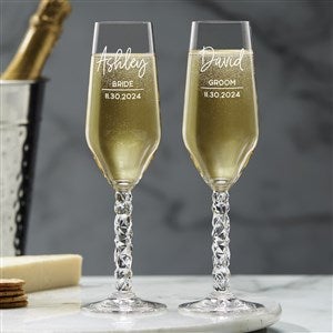 Orrefors Carat Personalized Modern Wedding Champagne Flute Set - 36520