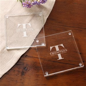 Lavish Last Name Engraved Glass Coaster - 36543