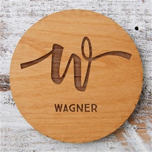 Script Initial Engraved Wood Coaster - 36559