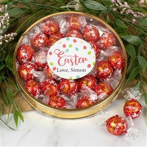 Happy Easter Personalized Large Lindor Gift Tin- Milk Chocolate - 36647D-LM