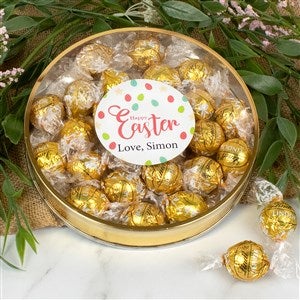 Happy Easter Personalized Large Lindor Gift Tin - White Chocolate - 36647D-LW