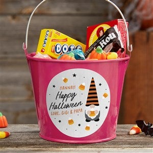 Halloween Gnome Personalized Halloween Treat Bucket-Pink - 36719-P