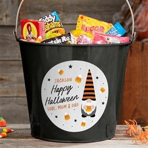 Halloween Gnome Personalized Large Treat Bucket- Black - 36719-BL