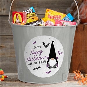 Halloween Gnome Personalized Large Treat Bucket- Silver - 36719-SL