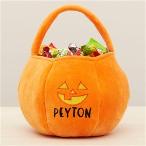 Jack-o-Lantern Embroidered Plush Halloween Treat Bag-Orange - 36760-O