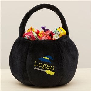 Witch Embroidered Plush Halloween Treat Bag-Black - 36763-B