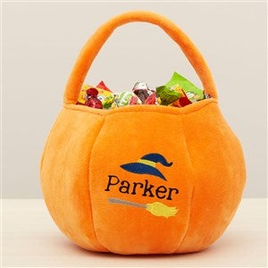 Witch Embroidered Plush Halloween Treat Bag-Orange - 36763-O